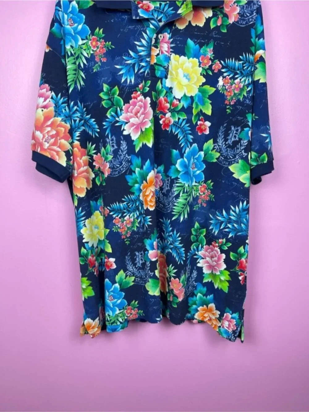 Polo Ralph Lauren Floral Mesh Polo Shirt Blue Print Big & Tall Men’s 2XB